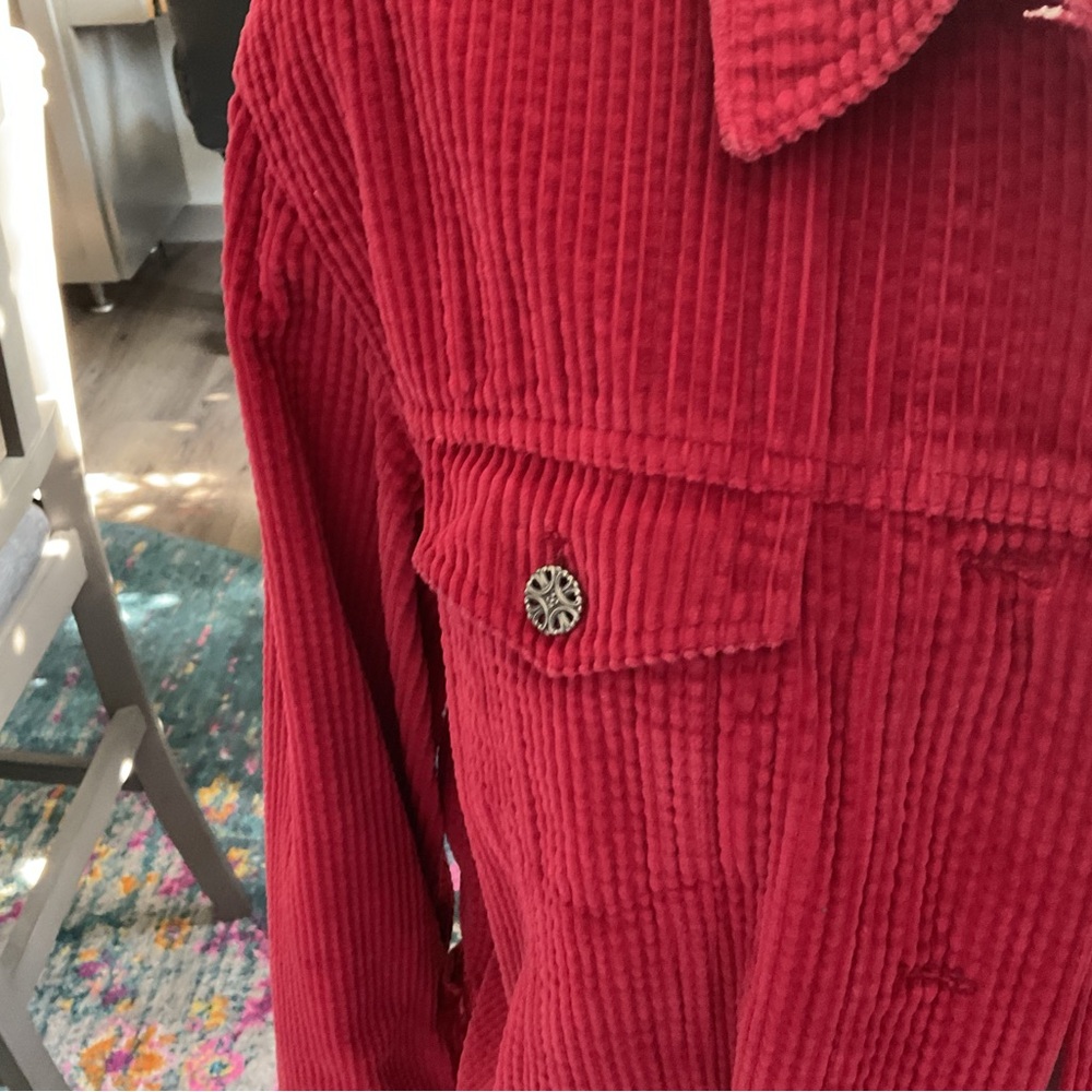 J. Jill Women's Vibrant Red Corduroy Jacket - Picture 5 of 5